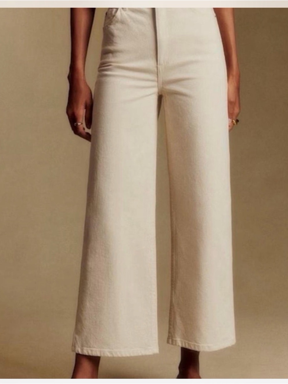 Sézane Cream Wide-Leg Le Crop Jeans 36, 4 EUC
